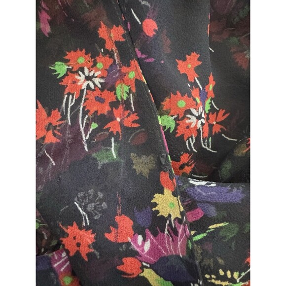 VERONICA BEARD Dark Victorian Floral Ruched Smocked Silk Mini Dress Size 0 - Picture 8 of 8